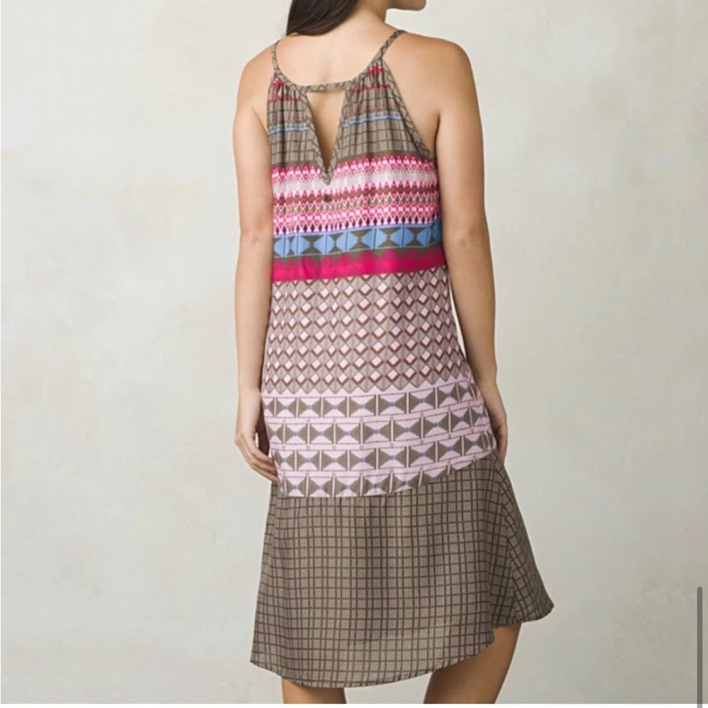 PRANA Nari Chevron Keyhole Dress Wild Orchid Geo